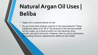 Natural Argan Oil Uses | Beliba - The Beauty Coliseum