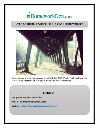 Online Academic Writing Help in USA | Homeworkden