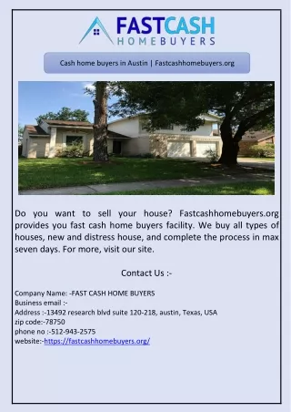 Cash home buyers in Austin | Fastcashhomebuyers.org