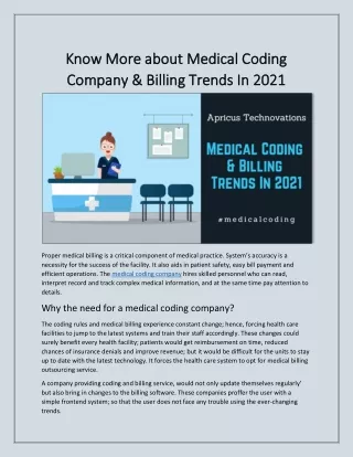 Know More about Medical Coding Company & Billing Trends In 2021