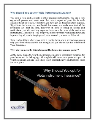 why should you opt for viola instrument insurance