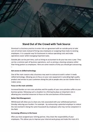 stand out of the crowd with task source