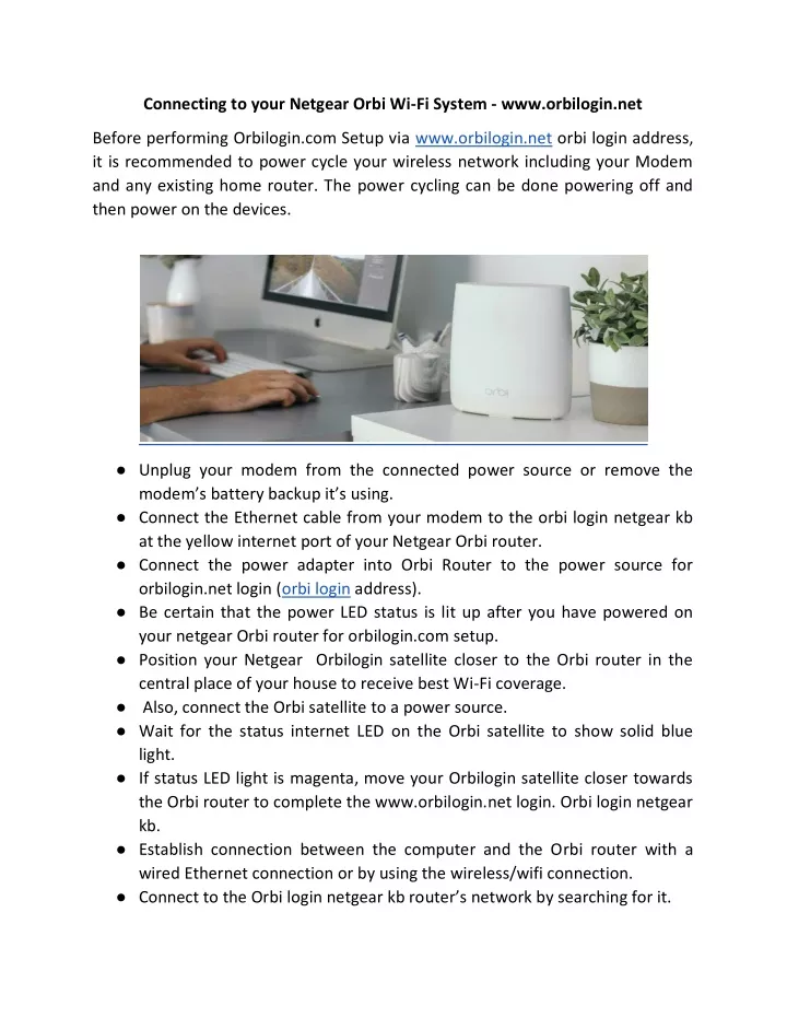 connecting to your netgear orbi wi fi system