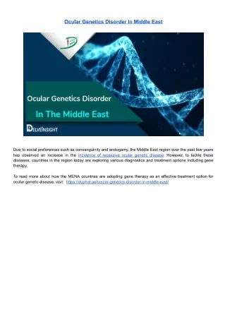 Ocular Genetics Disorder In Middle East