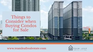 Things to Consider when Buying Condos for Sale
