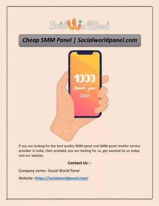 Cheap SMM Panel | Socialworldpanel.com