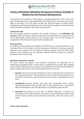 Variety of Beneficial CBDistillery full spectrum Products Available in Market from the Premium Manufacturers