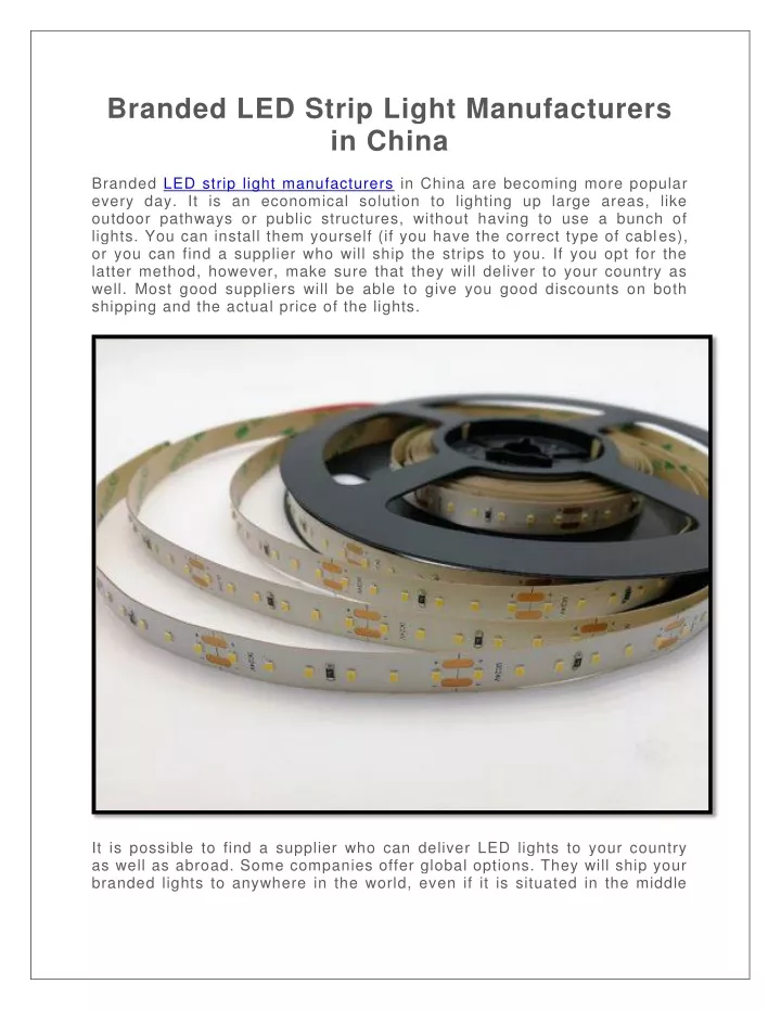 branded led strip light manufacturers in china