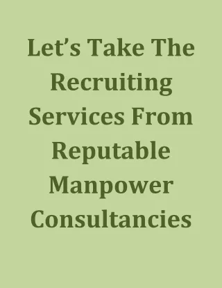 let s take the recruiting services from reputable