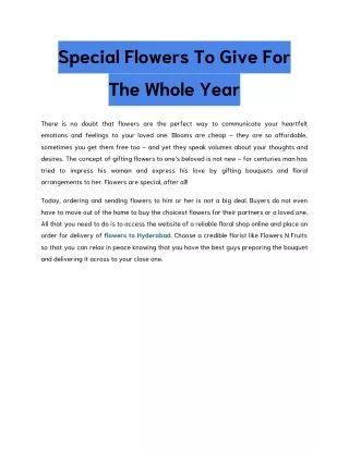 special flowers to give for the whole year