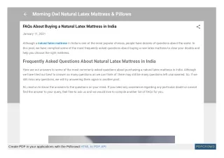 Natural Latex Mattress in India
