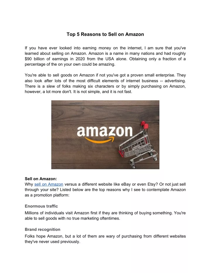 top 5 reasons to sell on amazon