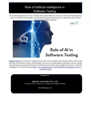 Role of Artificial Intelligence in Software Testing