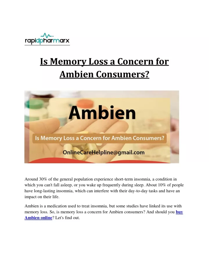 is memory loss a concern for ambien consumers