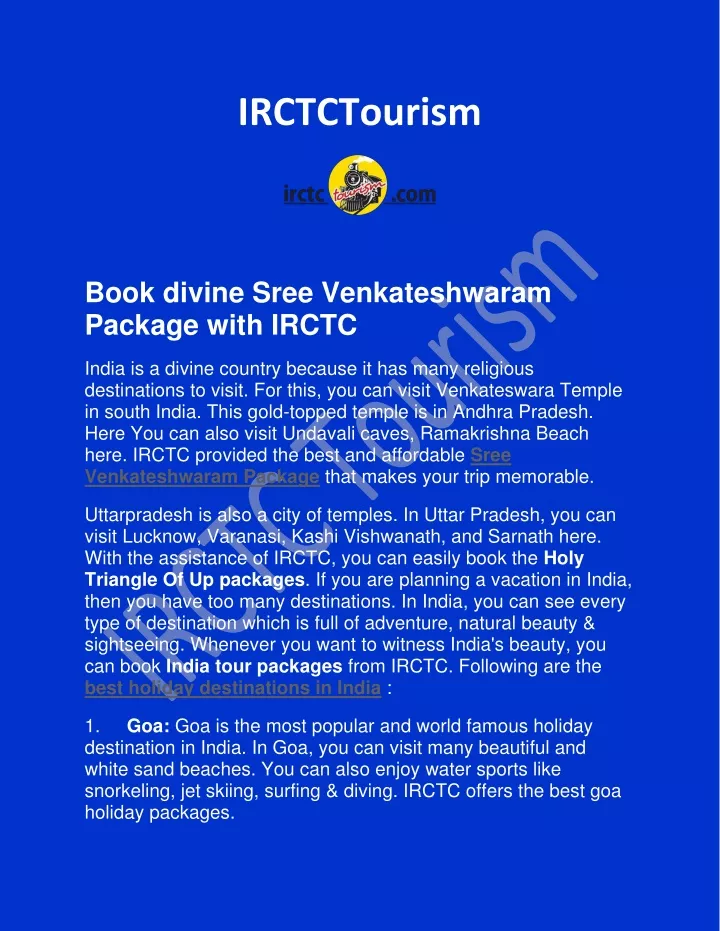 irctctourism