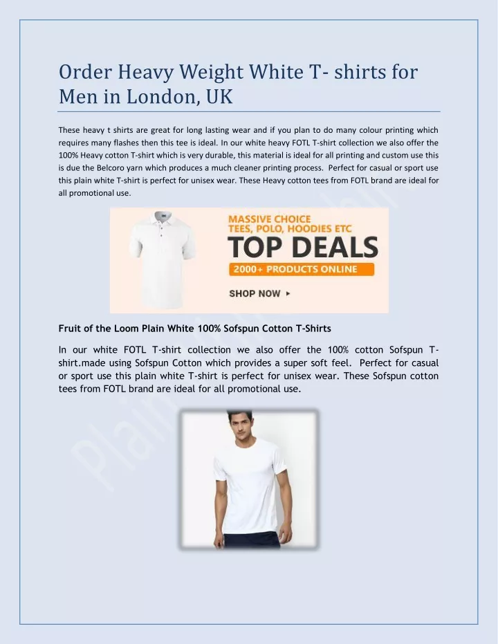 order heavy weight white t shirts