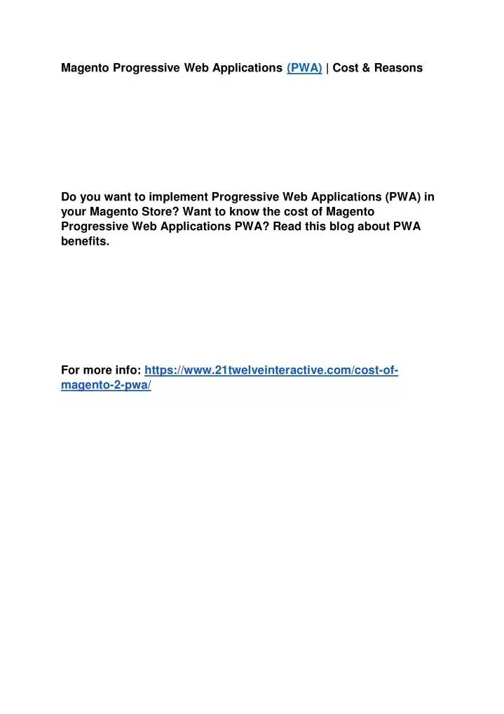 magento progressive web applications pwa cost