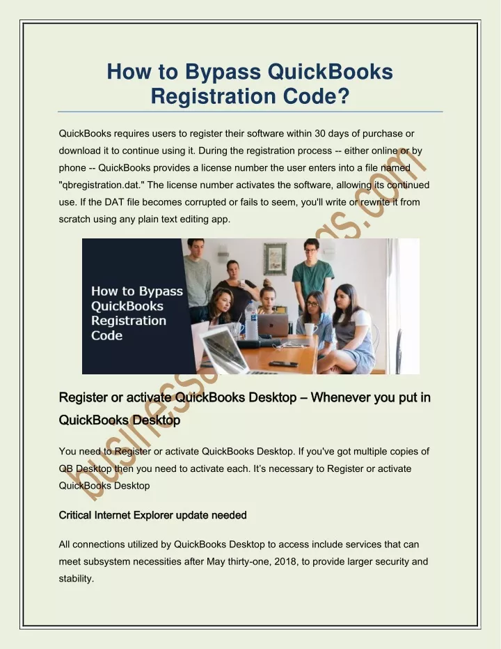 how to bypass quickbooks registration code