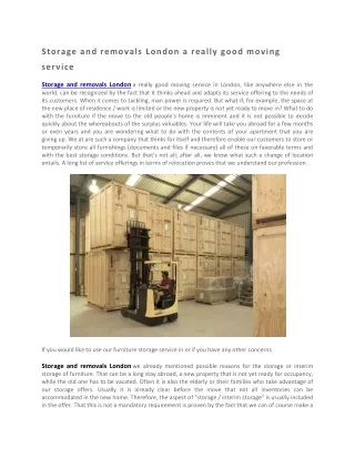 storage and removals london a really good moving