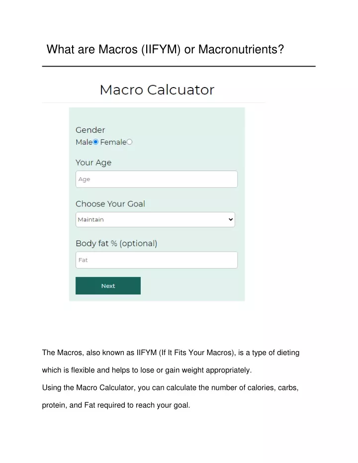 what are macros iifym or macronutrients