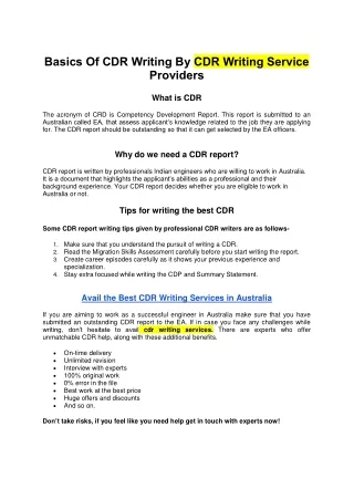 basics of cdr writing by cdr writing service