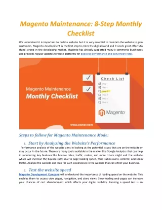 magento maintenance 8 step monthly checklist