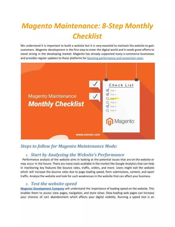 magento maintenance 8 step monthly checklist