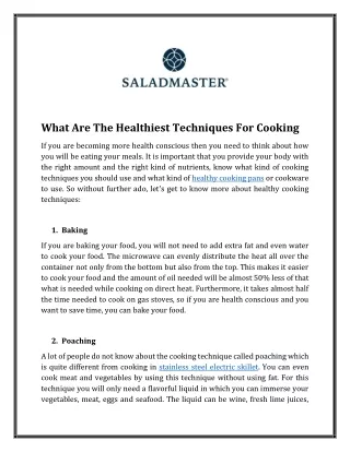 what are the healthiest techniques for cooking