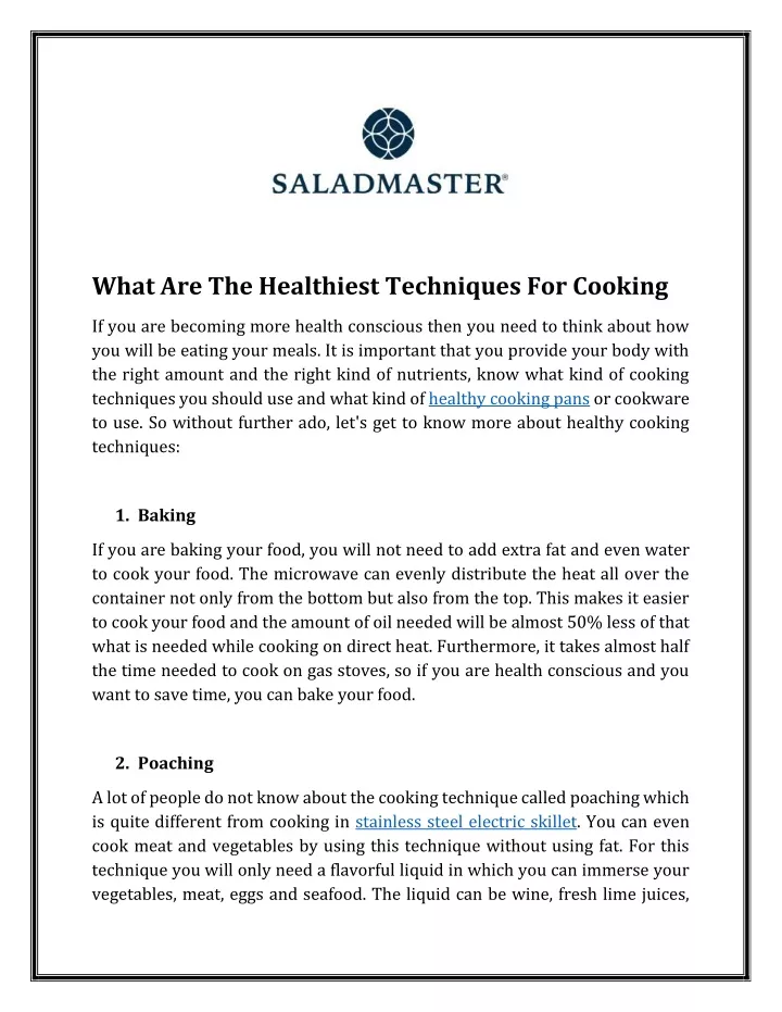what are the healthiest techniques for cooking