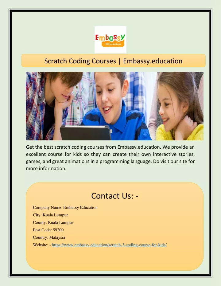 scratch coding courses embassy education