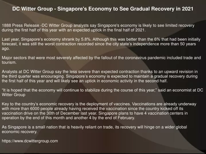 dc witter group singapore s economy