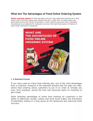 What Are The Advantages of Food Online Ordering System