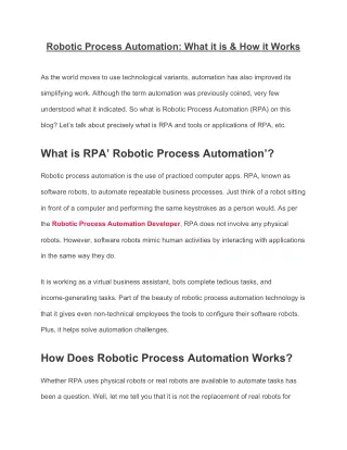 Robotic Process Automation - What are Tools, Benefits & Applications