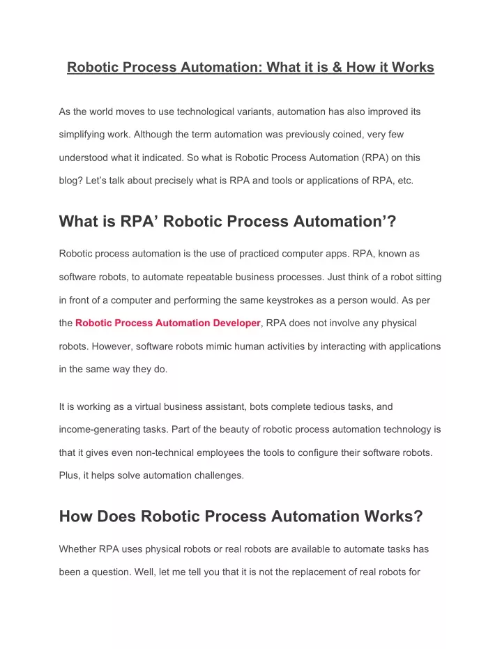 robotic process automation what it is how it works