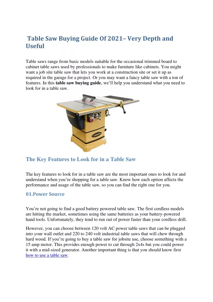 table saw buying guide of 2021 very depth