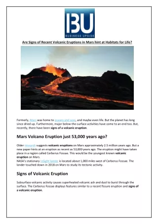 are signs of recent volcanic eruptions in mars