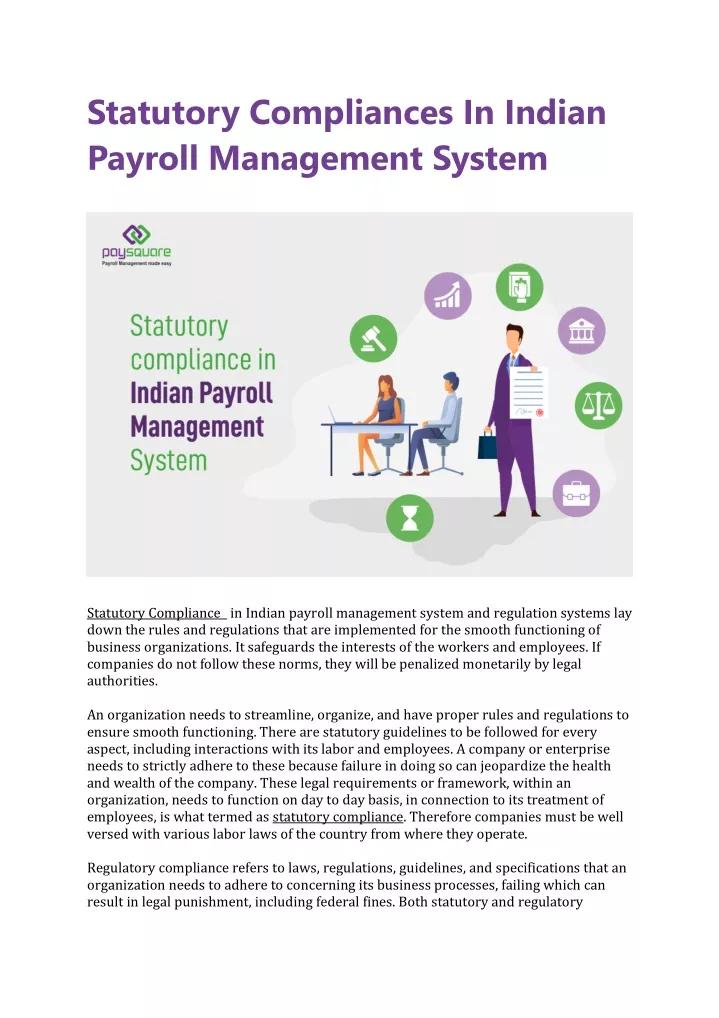 statutory compliances in indian payroll