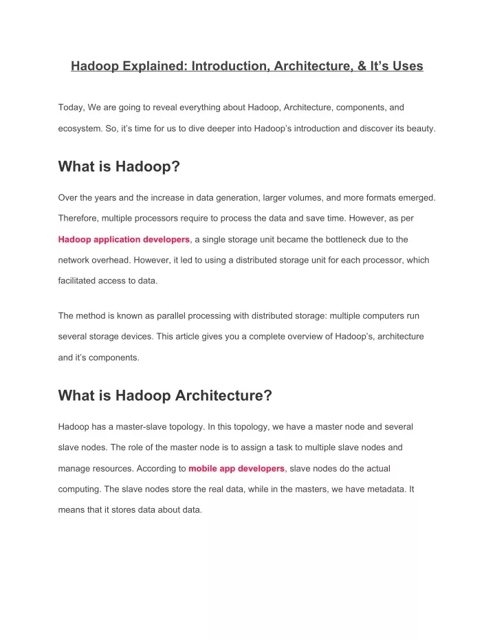 hadoop explained introduction architecture