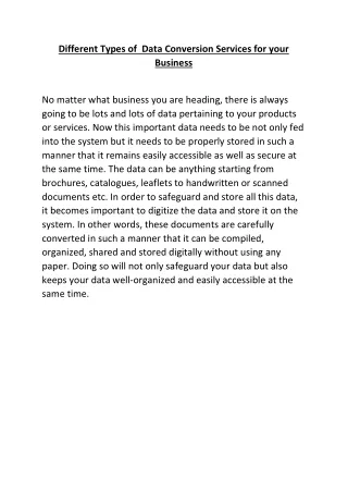 different types of data conversion services