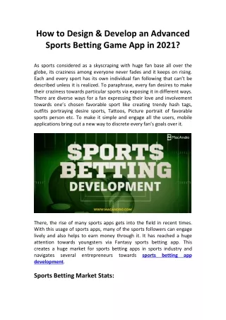 how to design develop an advanced sports betting