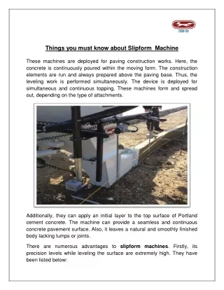 things you must know about slipform machine these