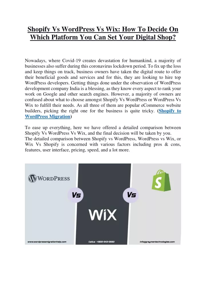 shopify vs wordpress vs wix how to decide