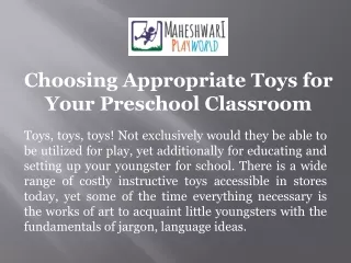 Choosing Appropriate Toys for Your Preschool Classroom