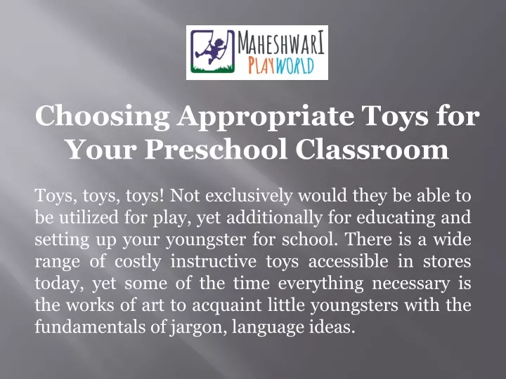 choosing appropriate toys for your preschool