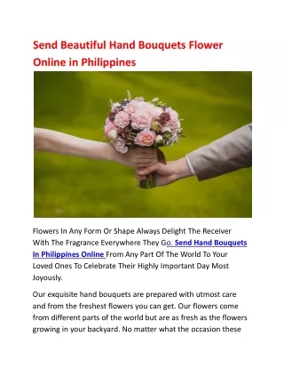 Send Beautiful Hand Bouquets Flower Online in Philippines