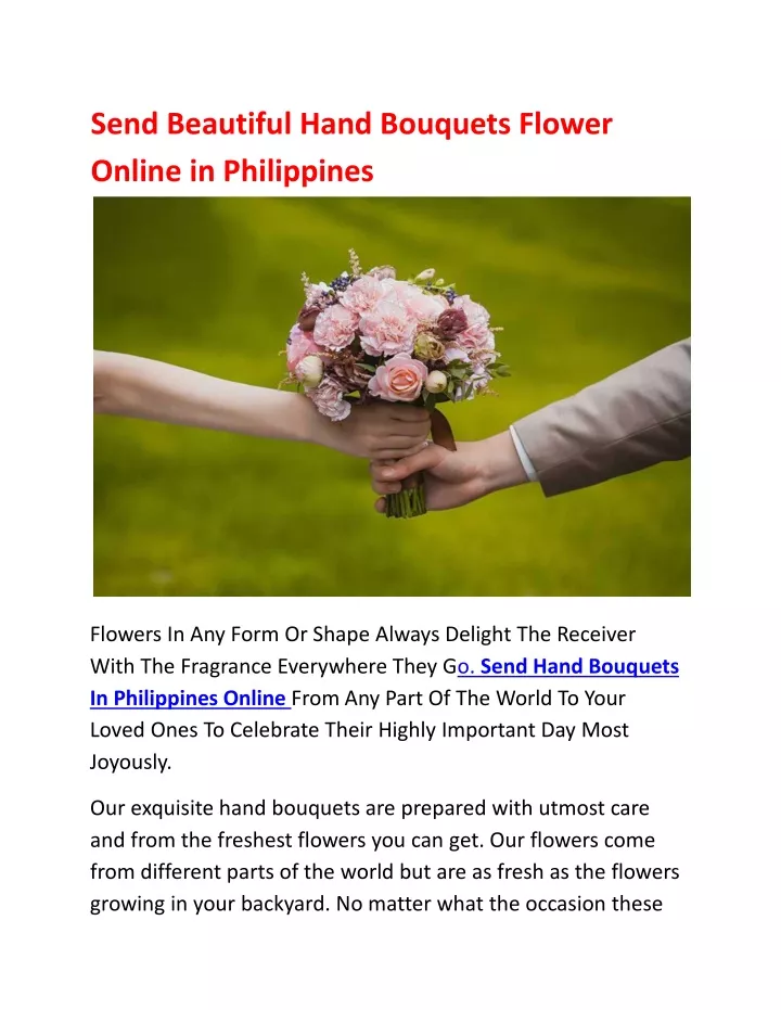 send beautiful hand bouquets flower online