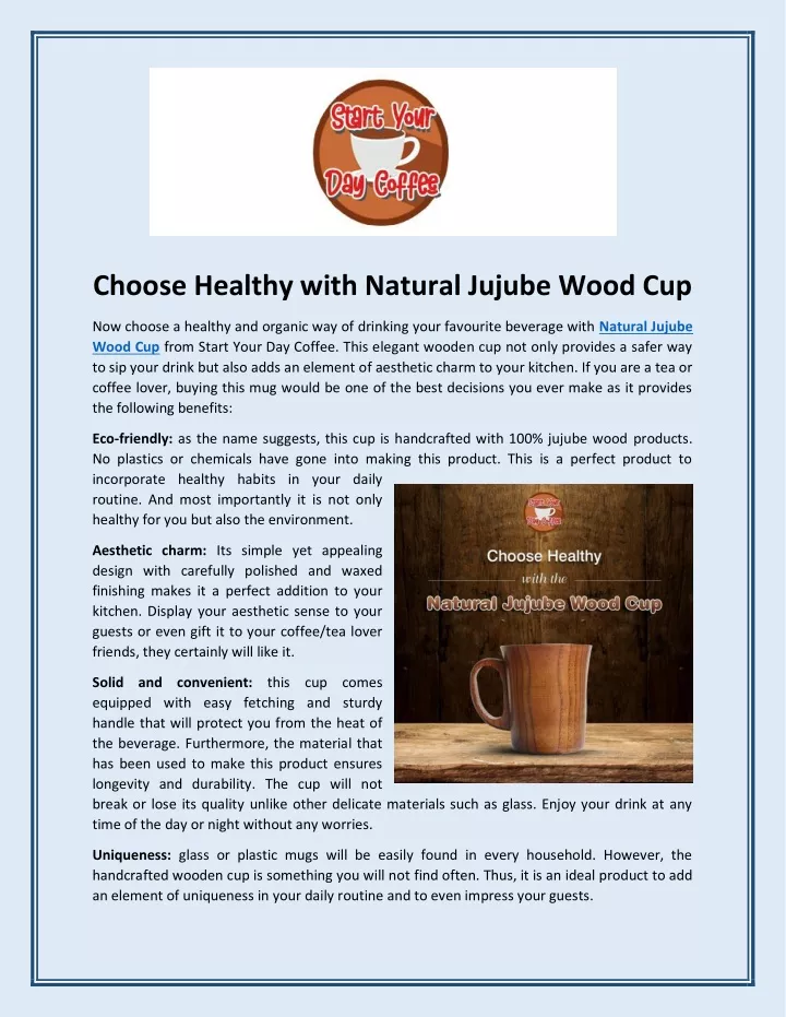 choose healthy with natural jujube wood cup