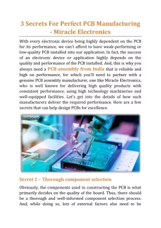 3 secrets for perfect pcb manufacturing miracle