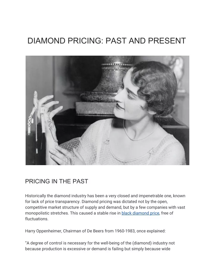 diamond pricing past and present