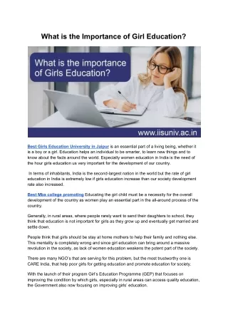 what is the importance of girl education